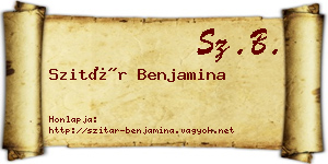 Szitár Benjamina névjegykártya